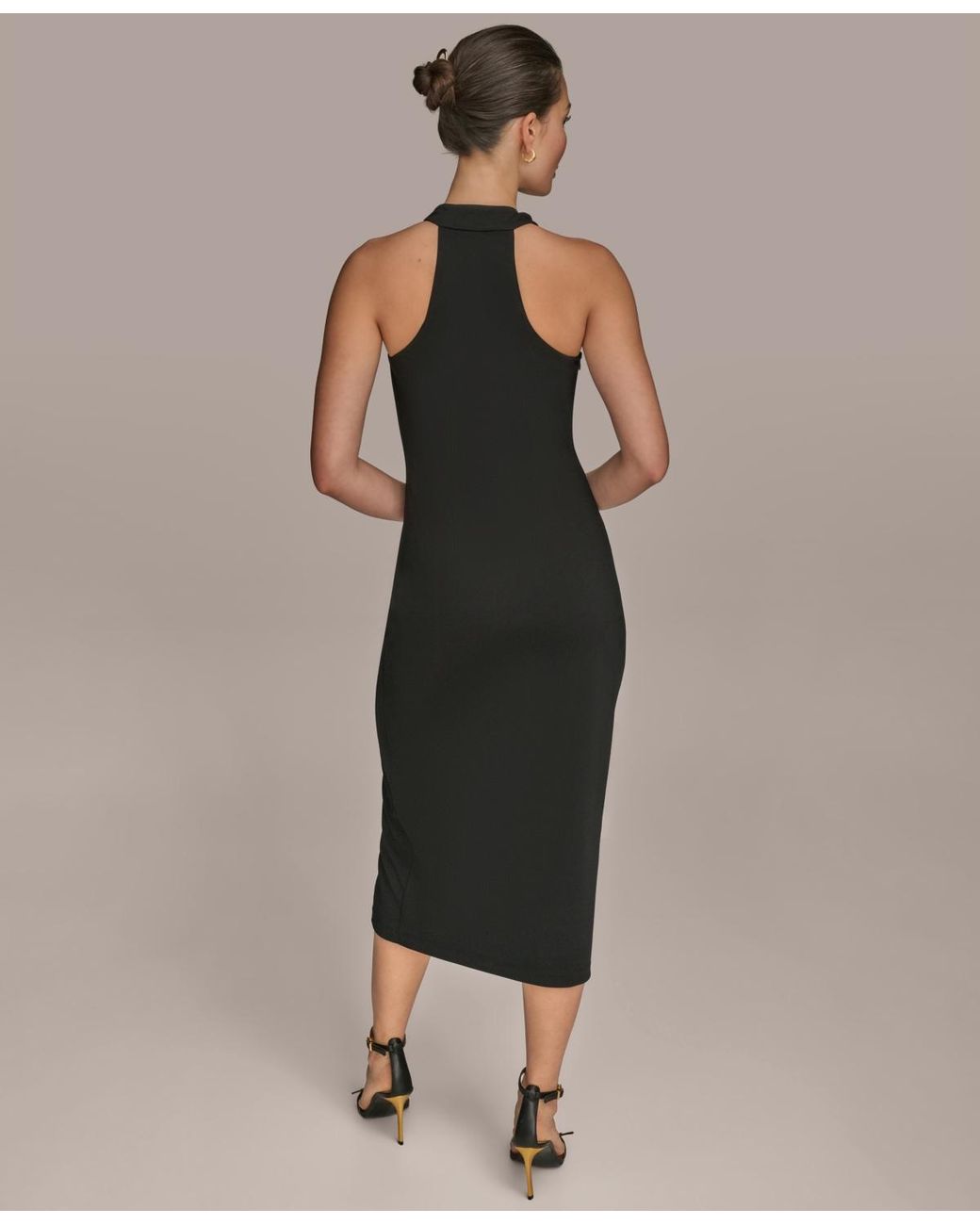 donna karan asymmetrical midi dress Donna Karan Women's Sleeveless Asymmetric Midi Dress in Russet main image 1