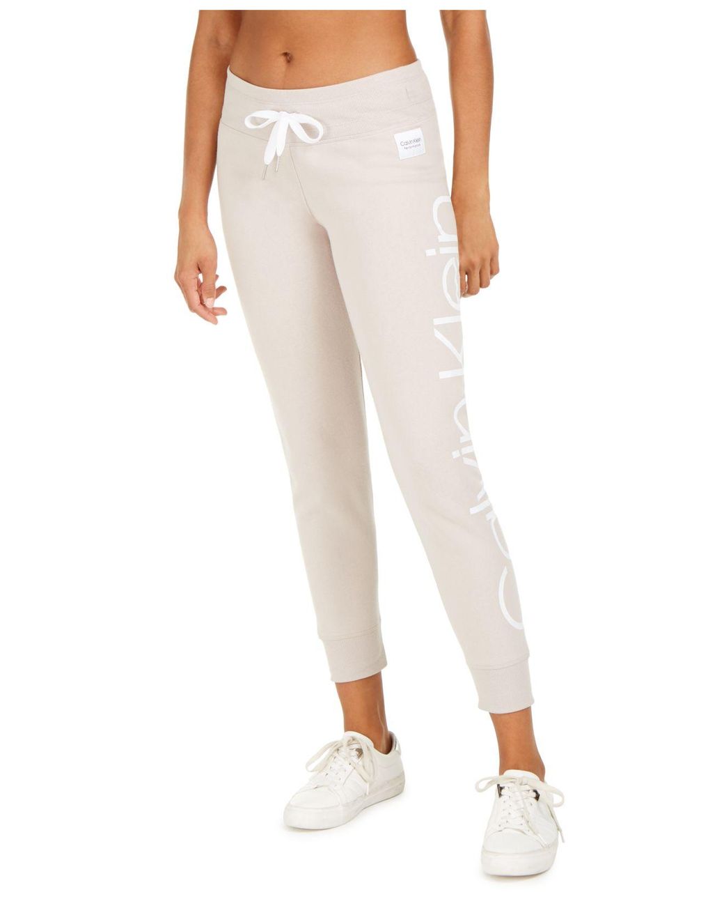 Calvin Klein Performance Logo Joggers in Natural | Lyst
