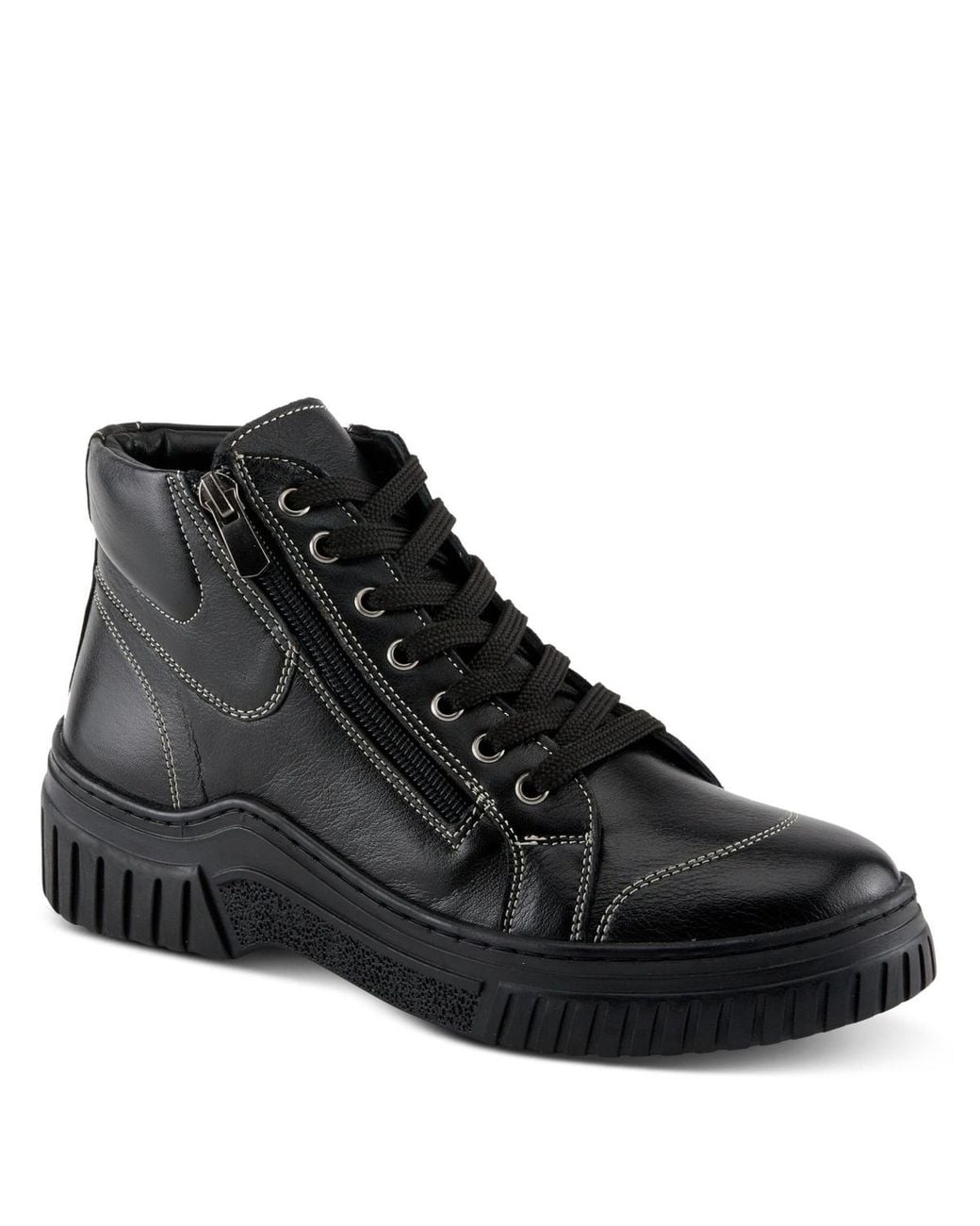 Spring Step Black Loeva Leather High-top Sneaker Boot
