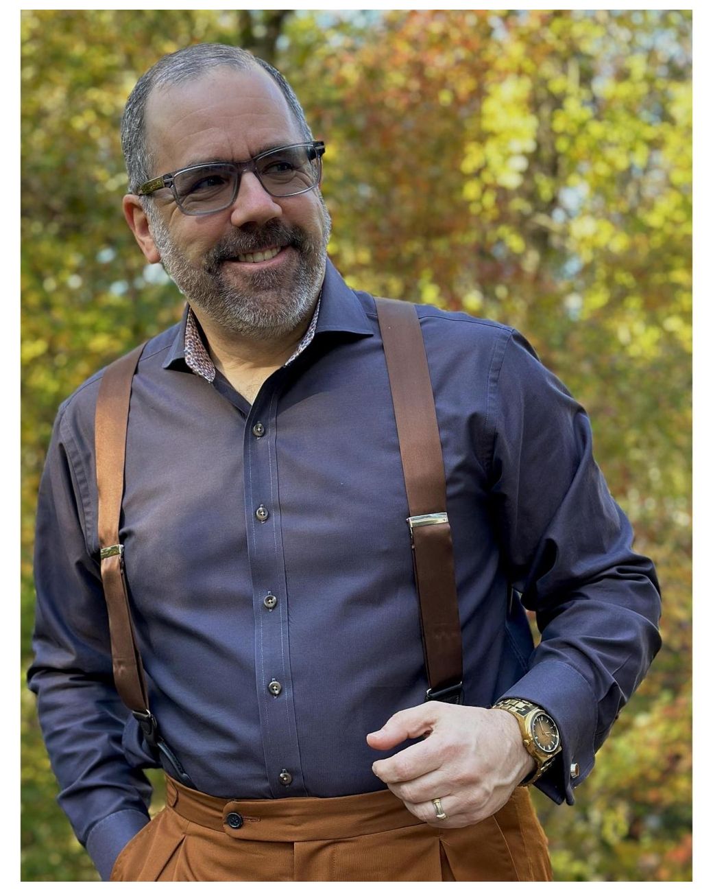 Trafalgar Brown Dutton Solid Colored Silk Button End Suspenders for men