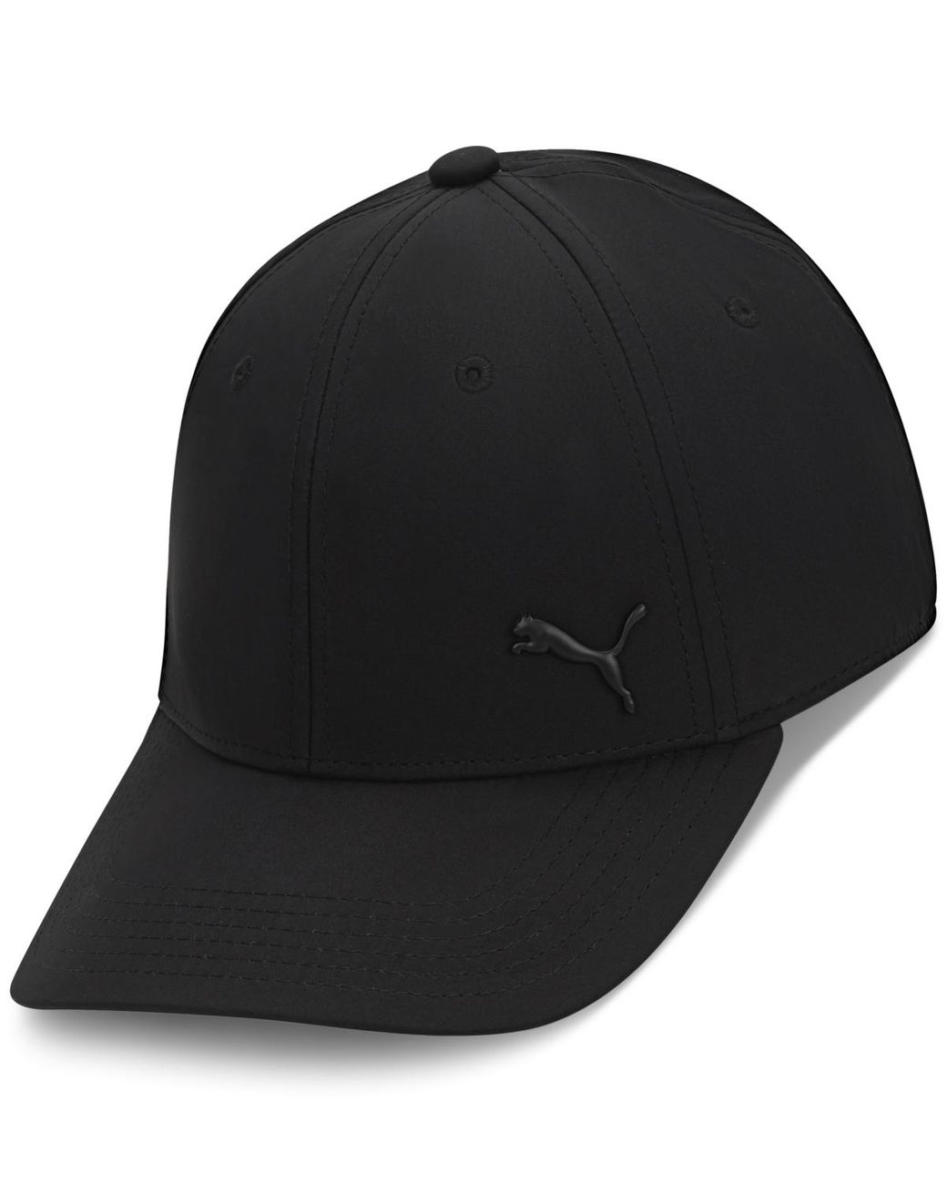PUMA Black Alloy Solid Color Cat Logo Stretch Fit Cap for men