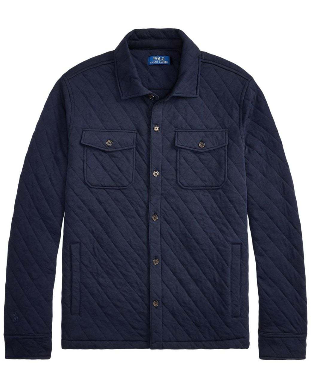 Double Up Shell Polo Ralph Lauren Quilted Double-knit Jersey Overshirt in Blue for Men ...