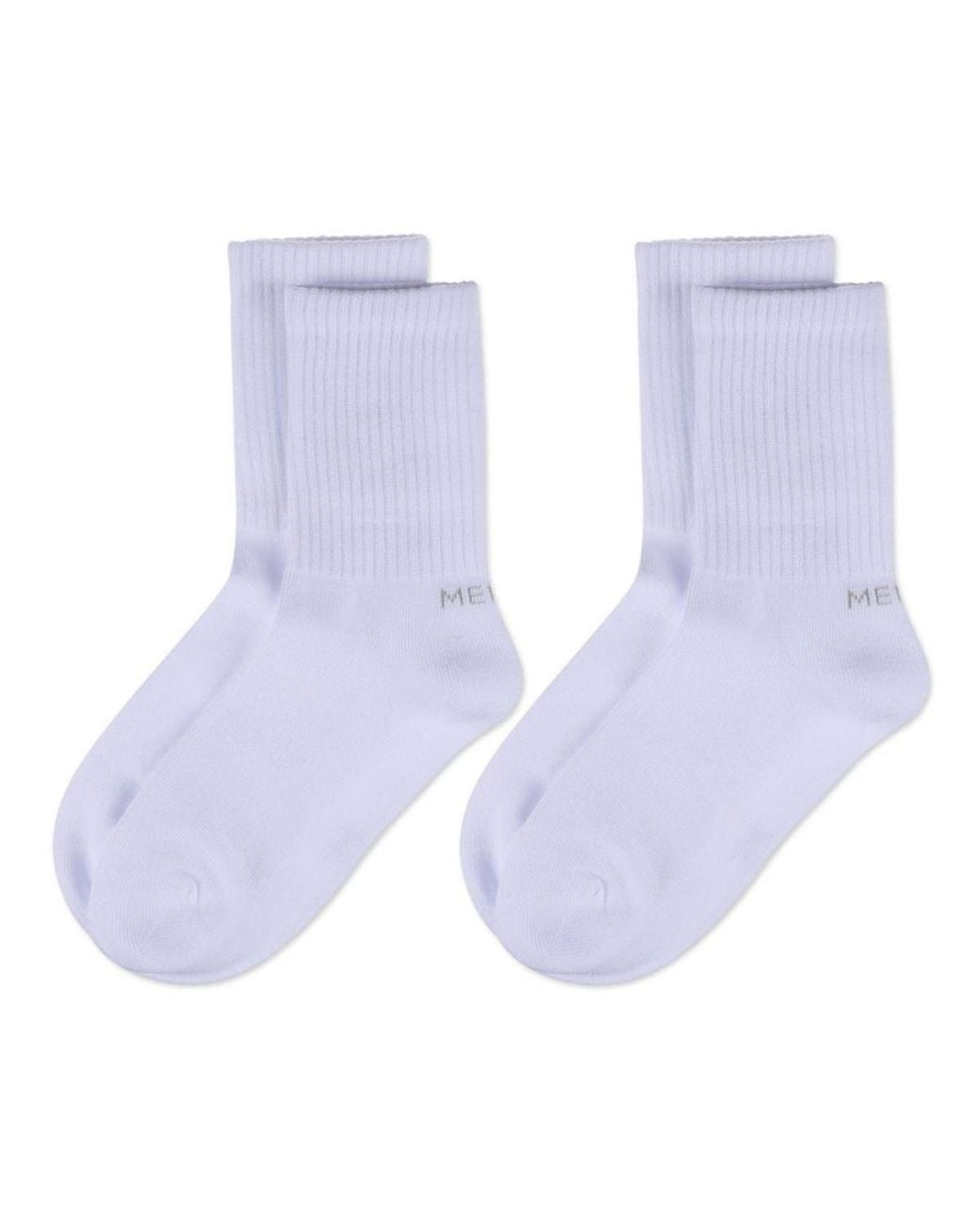 Memoi White 2 Pair Pack Thin Ribbed Crew Socks