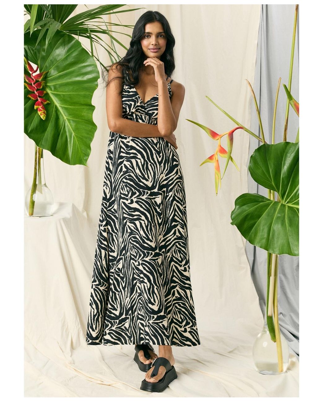 chinese dress ladies Soul Journey Striped Cross-Front Halter Maxi Dress, Natural / L