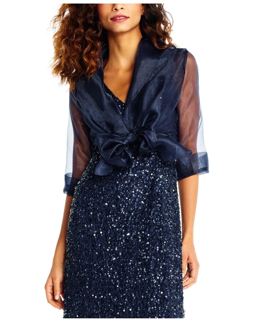 Adrianna Papell Organza Wrap Jacket in Blue | Lyst