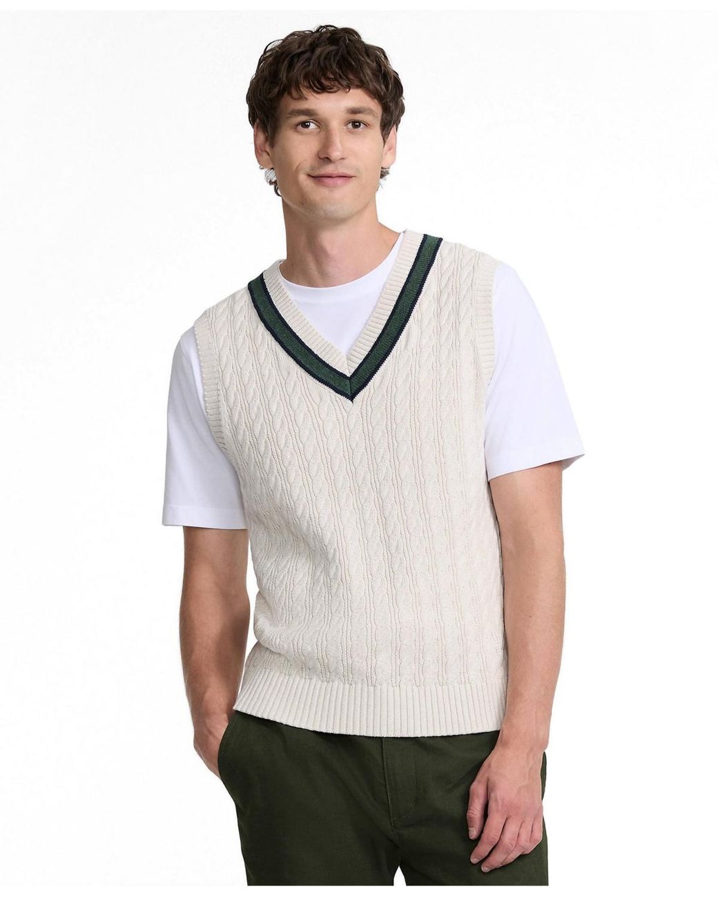 Lands' End White Drifter Cricket Vest for men