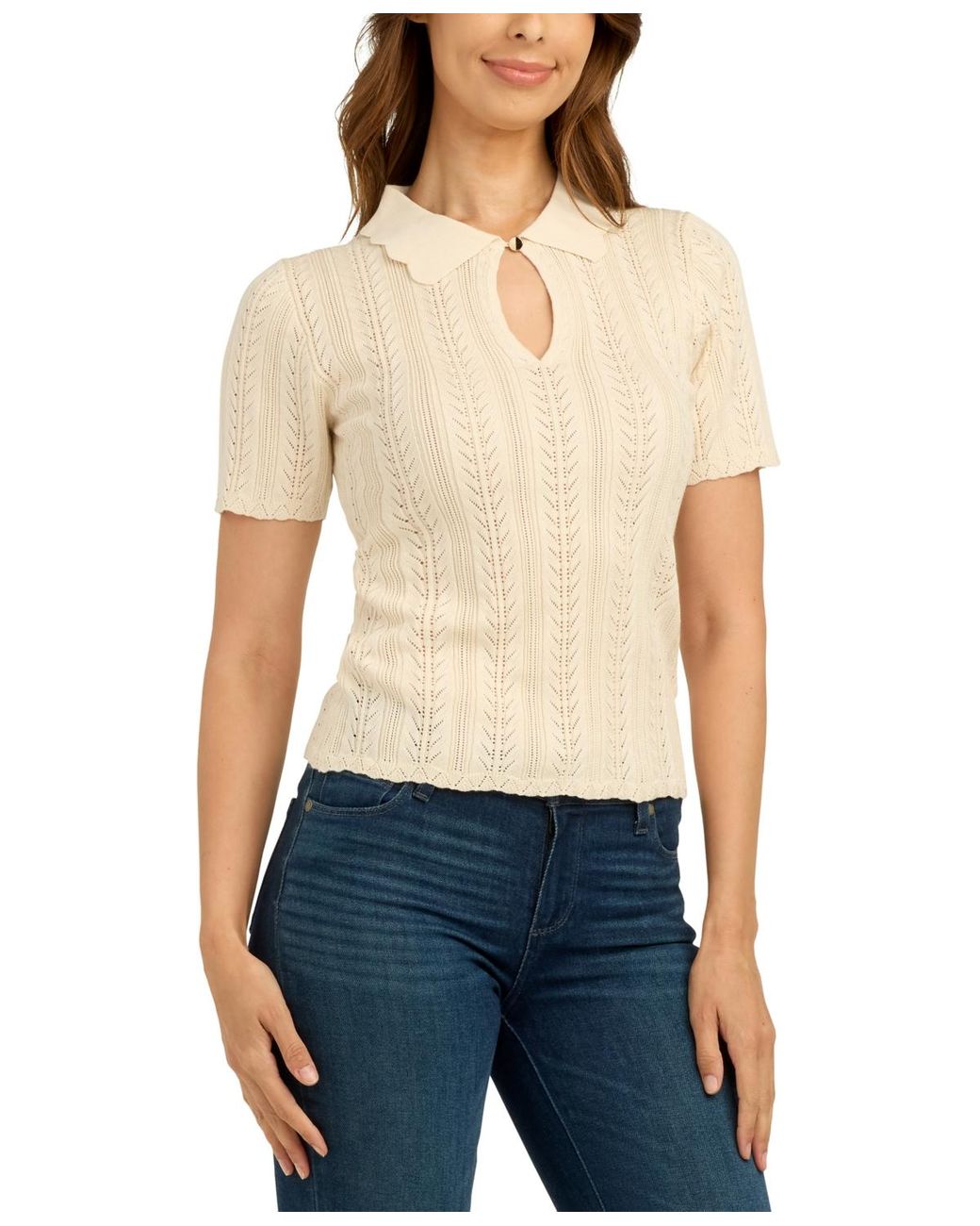 Bcx Natural Pull-on Polo Collar Sweater