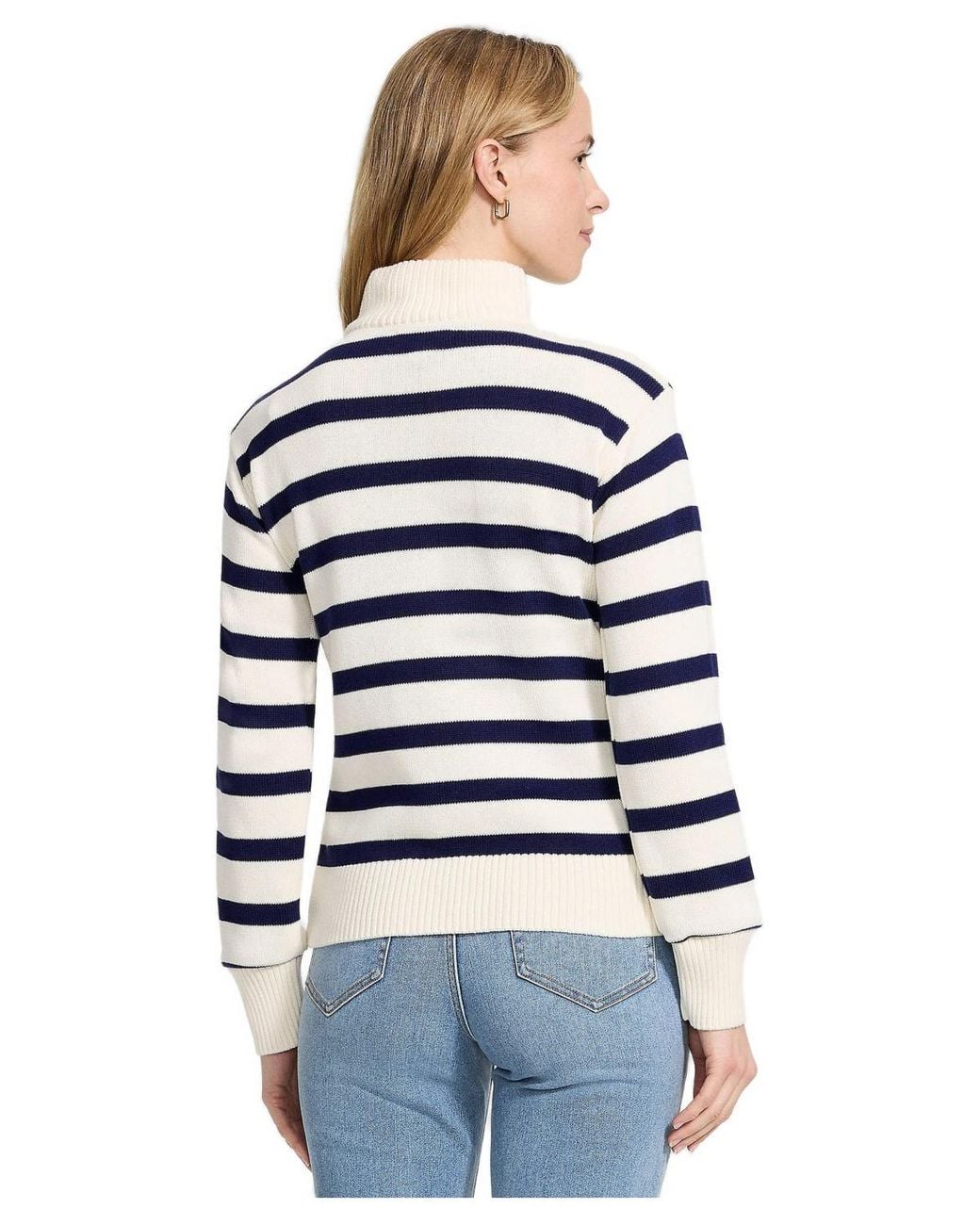 Lands' End Blue Drifter Slim Quarter-zip Drop-shoulder Pullover