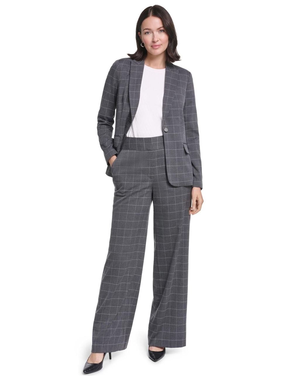 Calvin Klein Gray One-button Notch Lapel