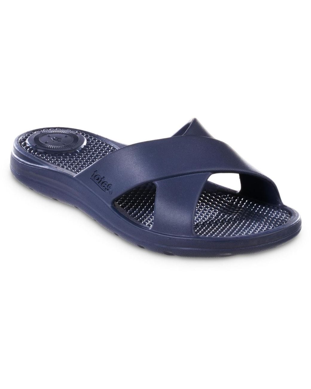 Totes Blue Molded Cross Slide Sandals