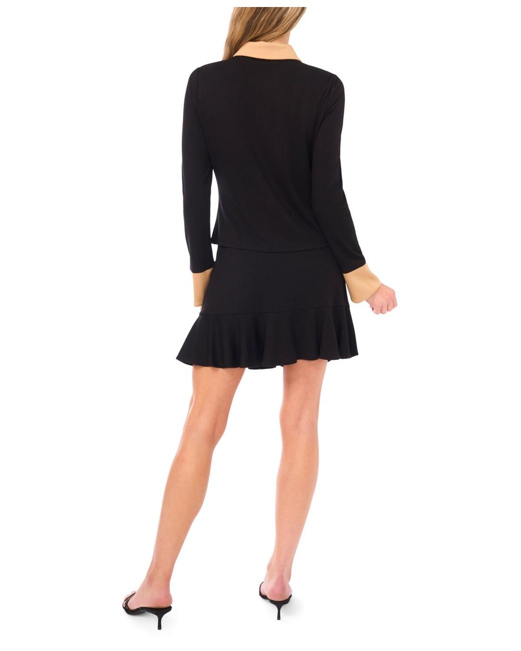 Cece Black Button Down Collared Top