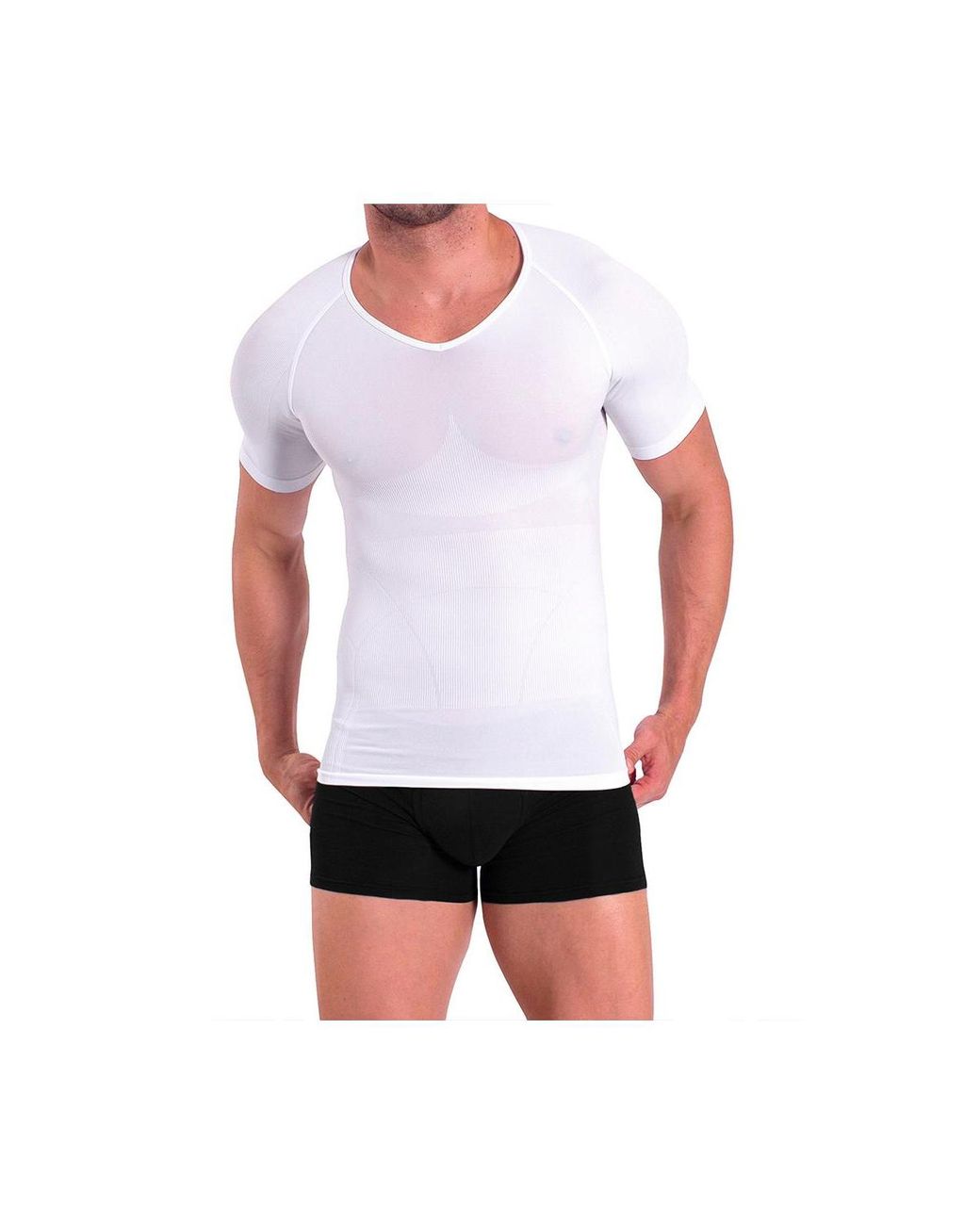 Rounderbum White Basic Light Compression T-shirt for men