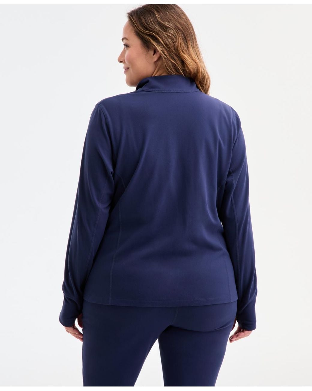 ID Ideology Blue Plus Size Soft Flex Solid Full-zip Jacket