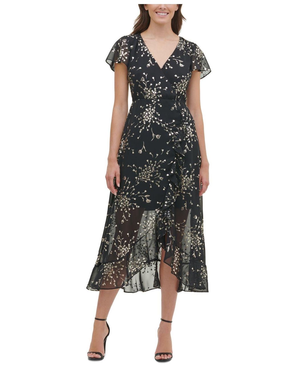 Kensie Foil-print Chiffon High-low Maxi 