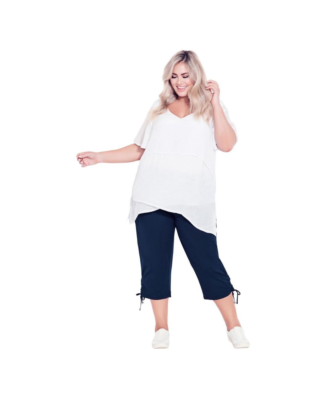 Avenue Blue Plus Size Cotton Cinch Capri