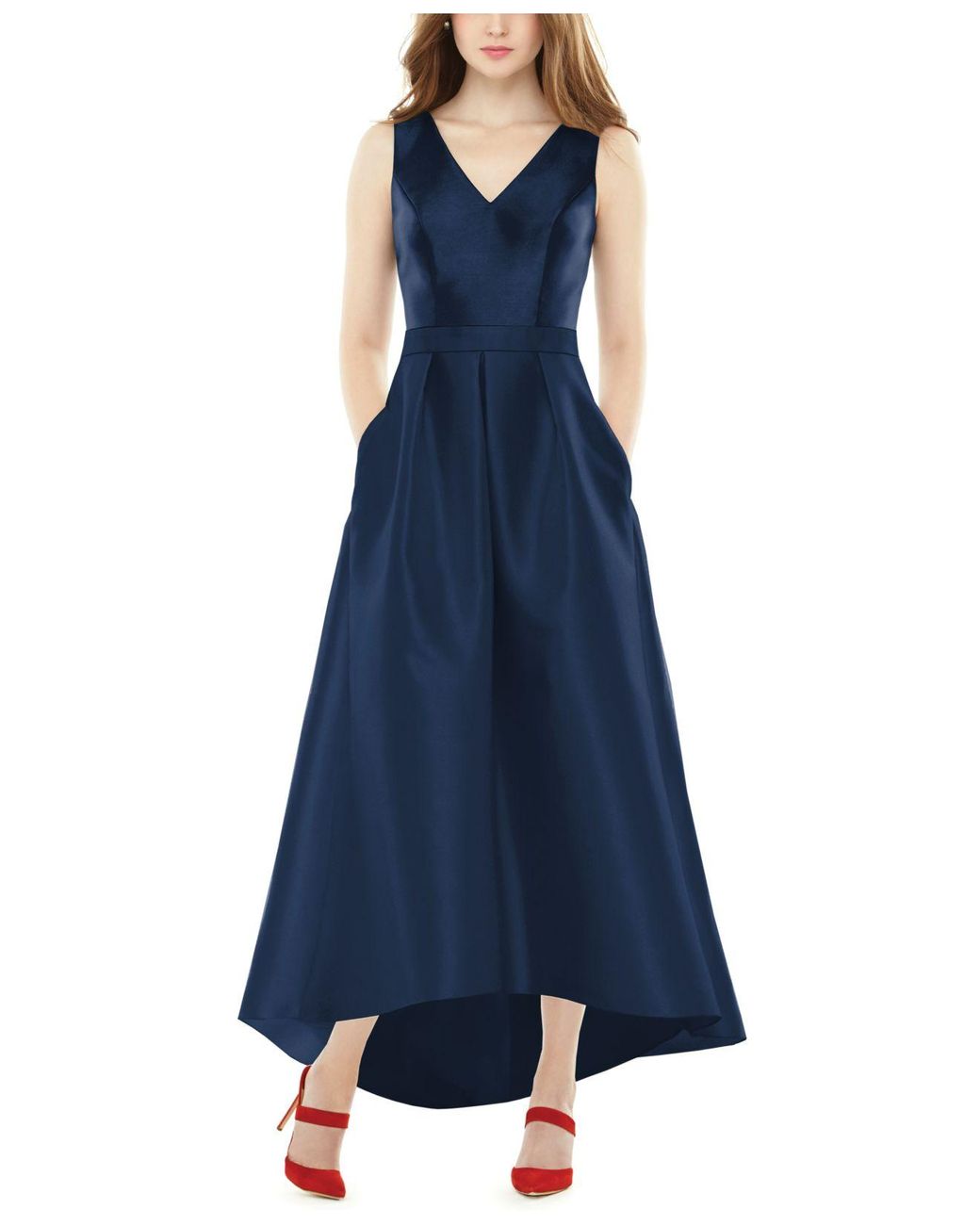 alfred sung satin a line gown