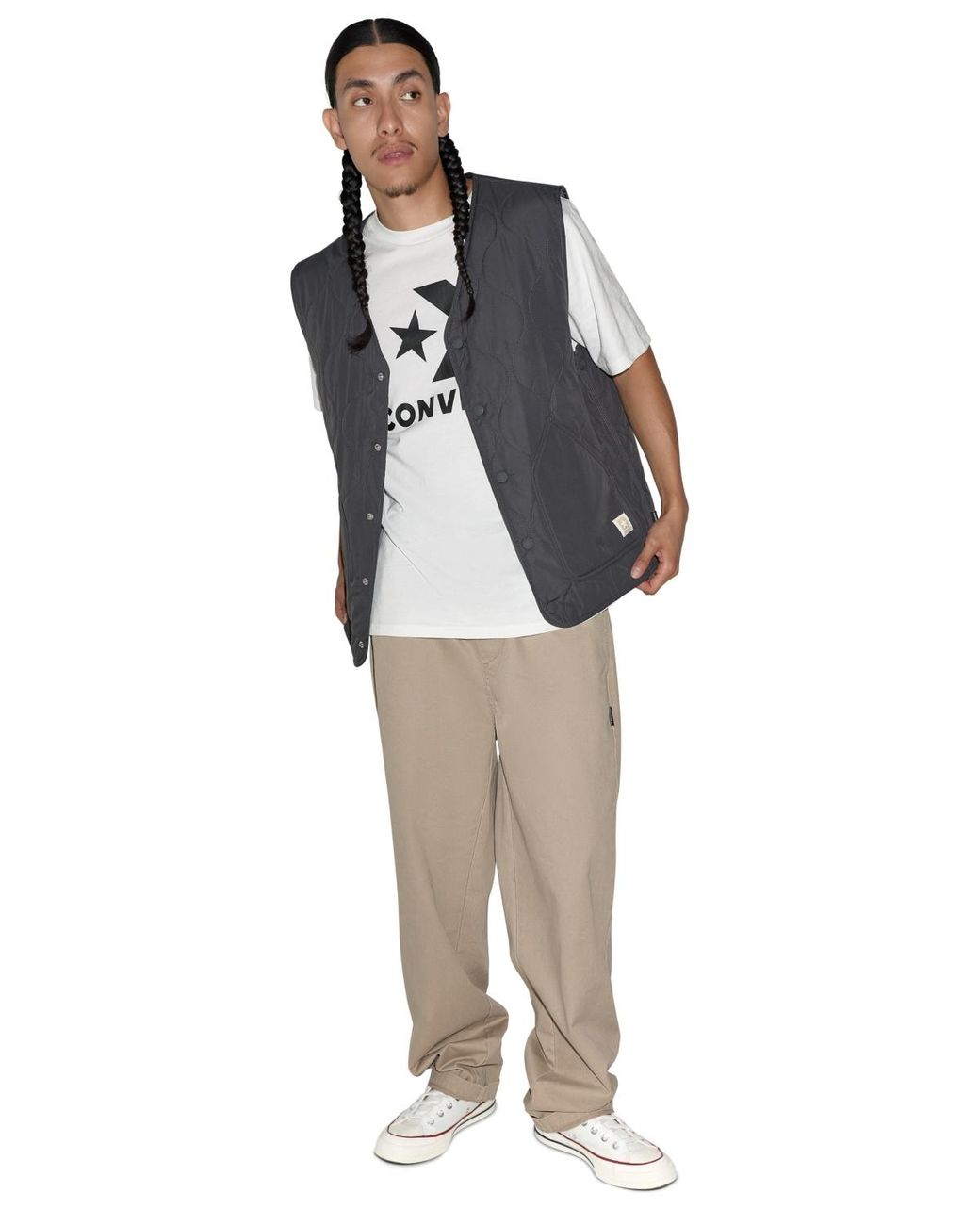 Converse Gray Quilted Liner Vest for men