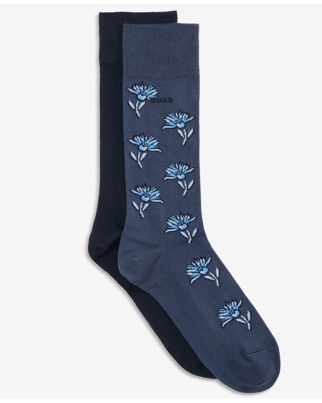 Boss Blue Patterned Crew Socks for men