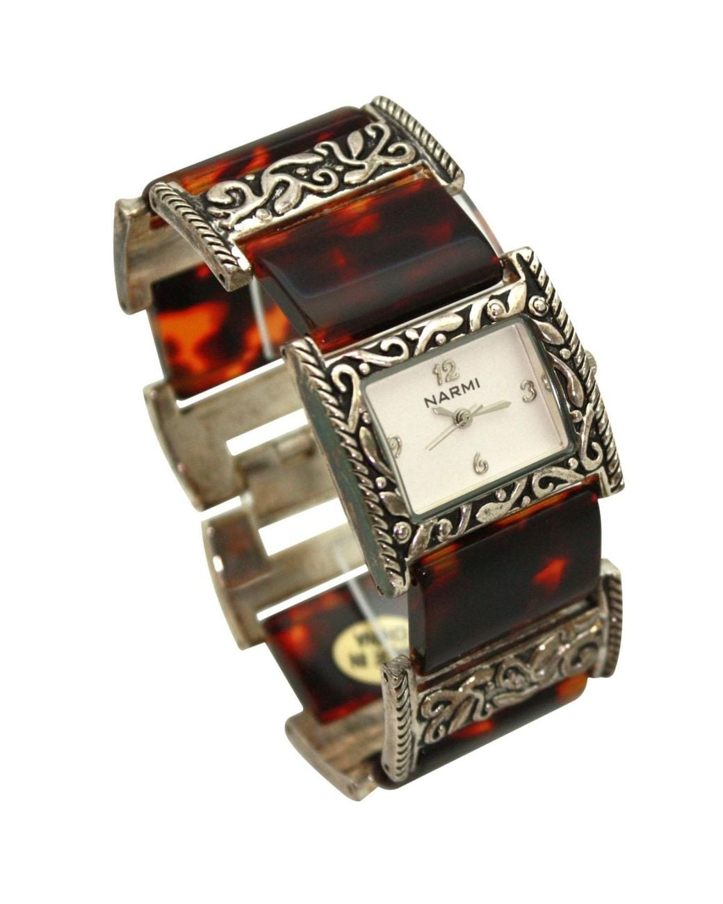 Olivia Pratt Natural Engraved And Tortoise Elegant Watch