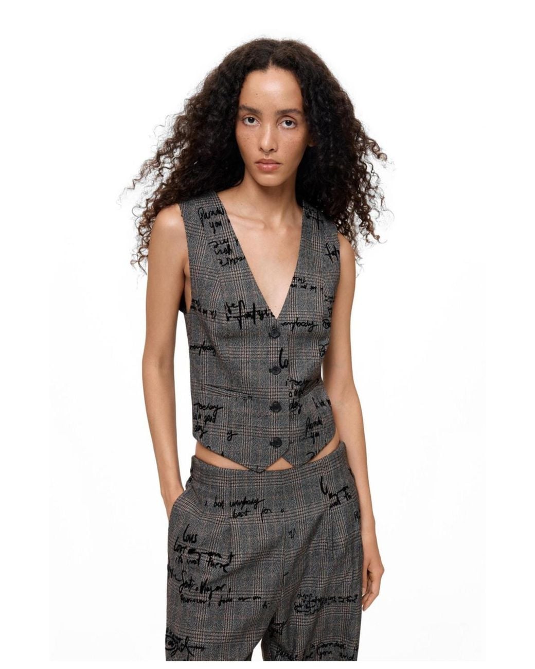 Desigual Black Checkered Vest
