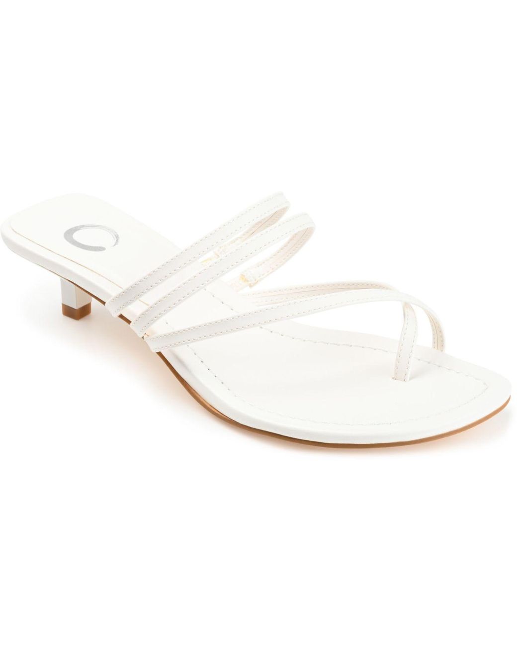 Journee Collection Lettie Kitten Heel Slide Sandals in White Lyst