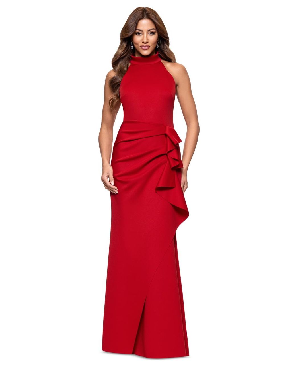 Xscape Ruffled Sleeveless Scuba Fit & Flare Dress in Red | Lyst