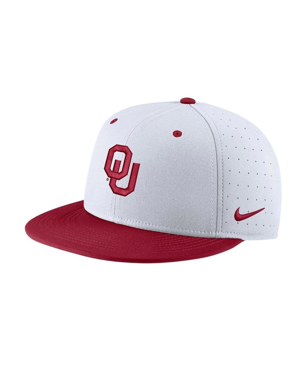 Nike White Oklahoma Sooners Aero True Baseball Performance Fitted Hat