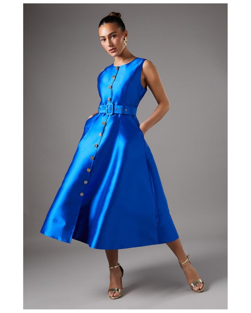 Coast Button Through Belted Prom Dress in Blue | Lyst Coast Button Through Belted Prom Dress in Blue | Lyst