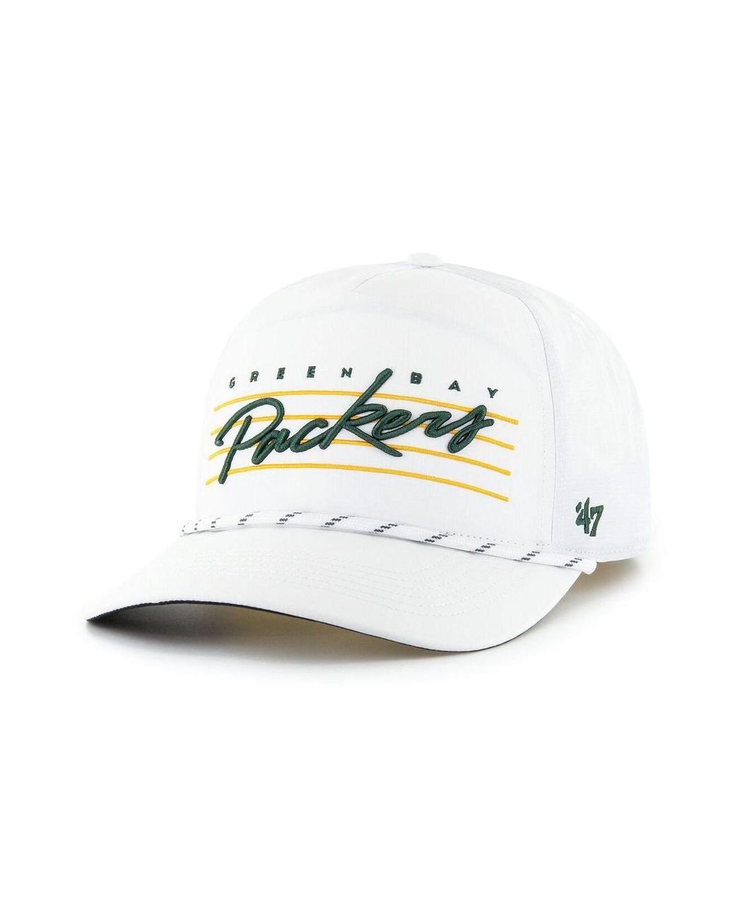 47 Brand White Green Bay Packers Downburst Hitch Adjustable Hat for Men