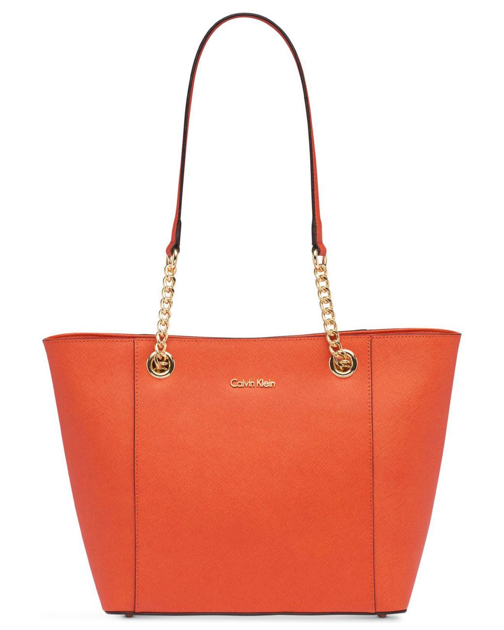 CALVIN KLEIN 205W39NYC Hayden Chain Strap Tote in Orange | Lyst