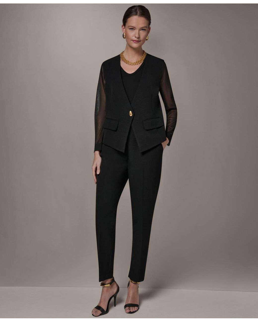 Donna Karan Gray One-button Jacket