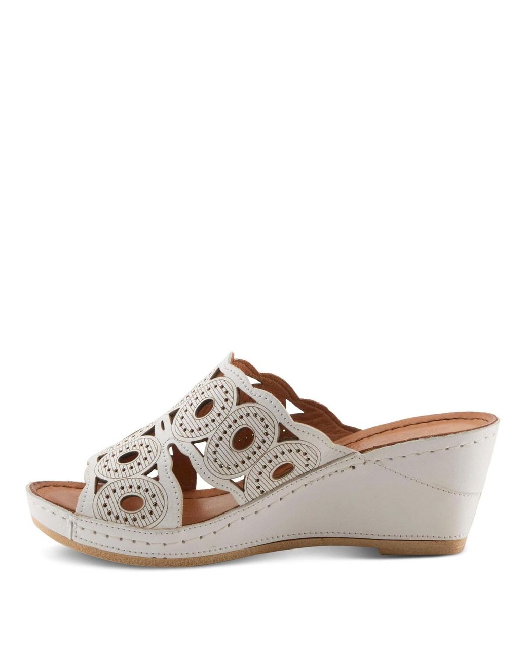 Spring Step White Leather Wedge Sandal