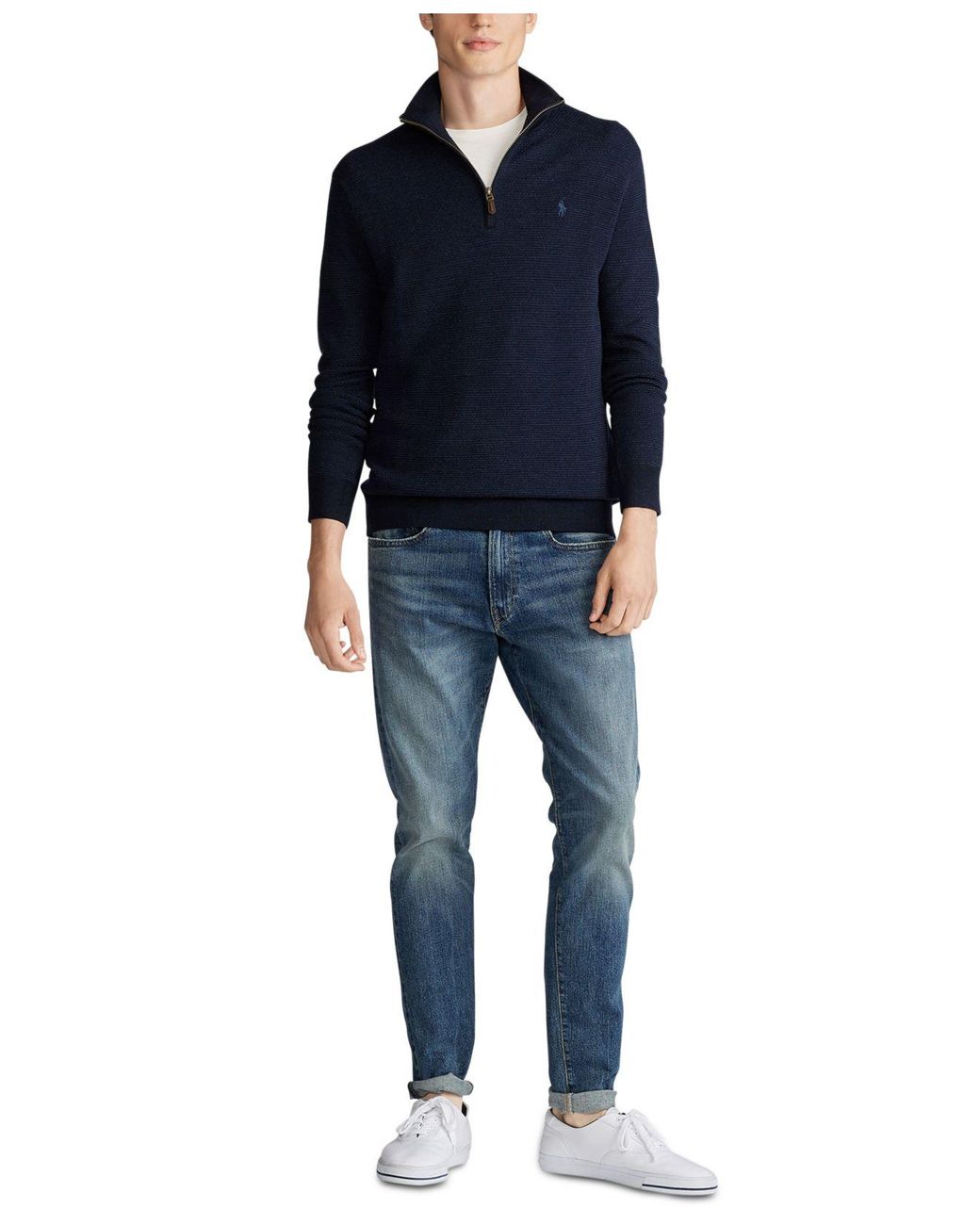Polo Ralph Lauren Merino Wool Quarter-zip Sweater in Blue for Men | Lyst