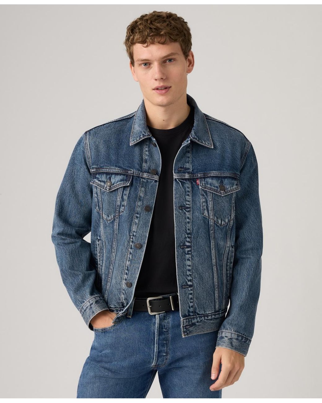 Levi's Blue Regular Fit Stretch Denim Trucker Jacket for men