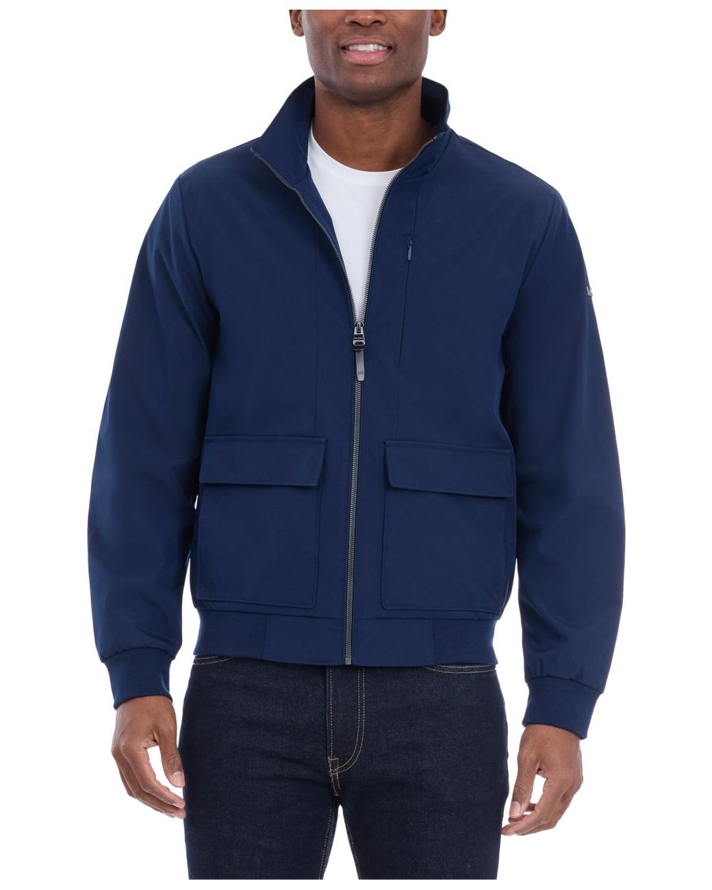 Michael Kors Blue Solid-color Stand-collar Hipster Jacket for men