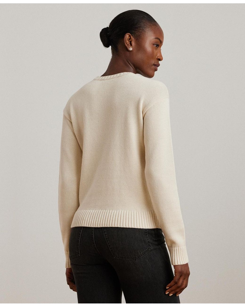 Ralph Lauren Intarsia knit Dachshund Cotton Sweater in Natural Lyst