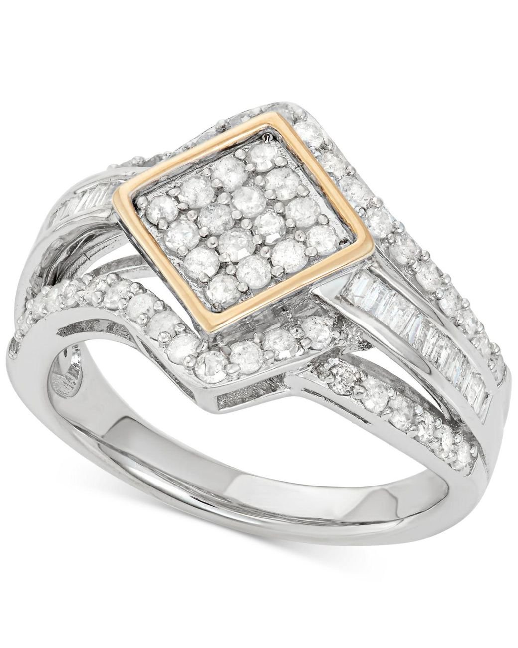 Macy's Diamond Ring (1 Ct. T.w.) In 14k Gold And Sterling Silver in