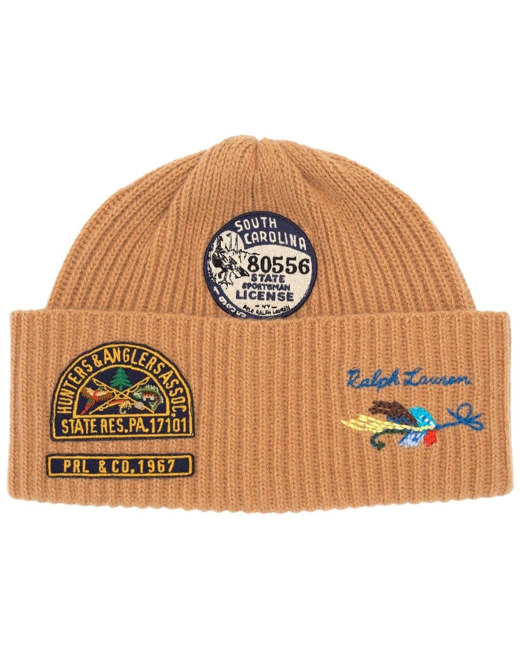 Polo Ralph Lauren Brown Patch Beanie Hat for men