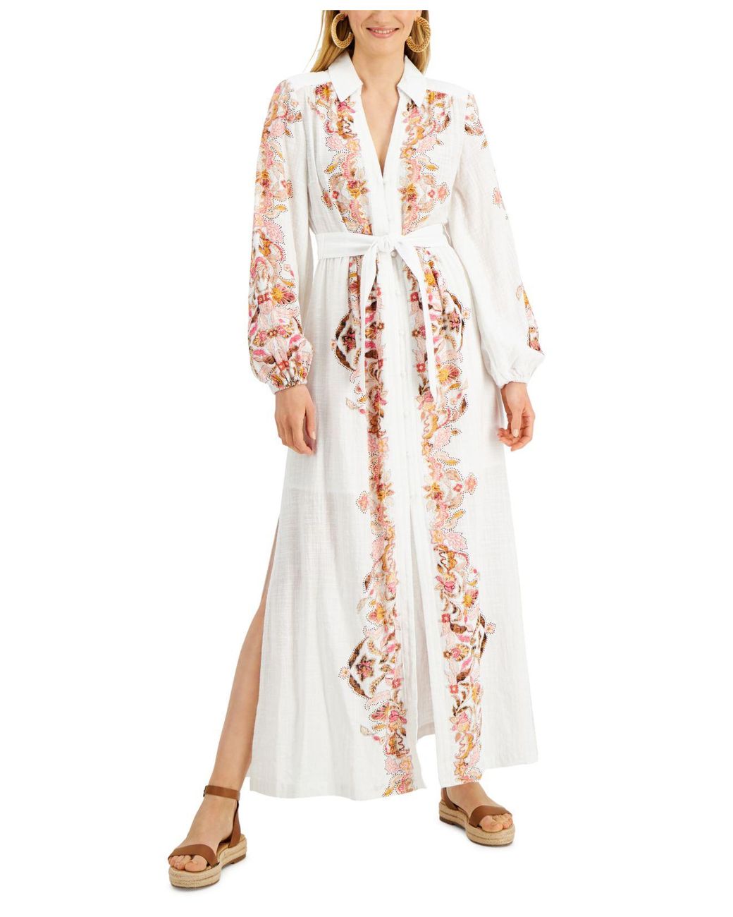 Petite Cotton Embroidered Maxi Dress 