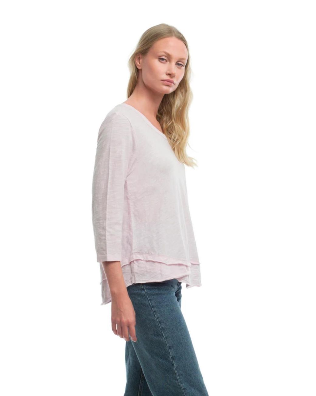 Wilt White Clothing 3/4 Sleeve Mock Layer Tee