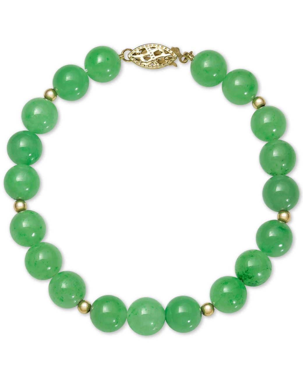 Macy's Dyed Jade (8mm) Beaded Bracelet In 14k Gold in Yellow Gold (Green) Lyst