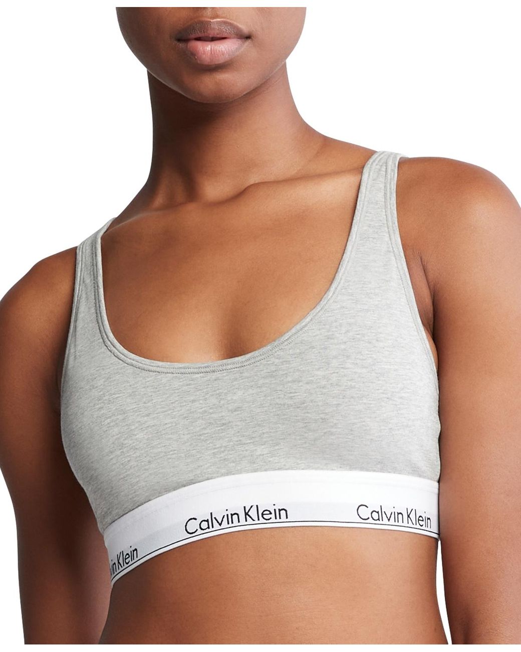Calvin Klein Modern Cotton Lightly Lined Bralette Qf7586 in White