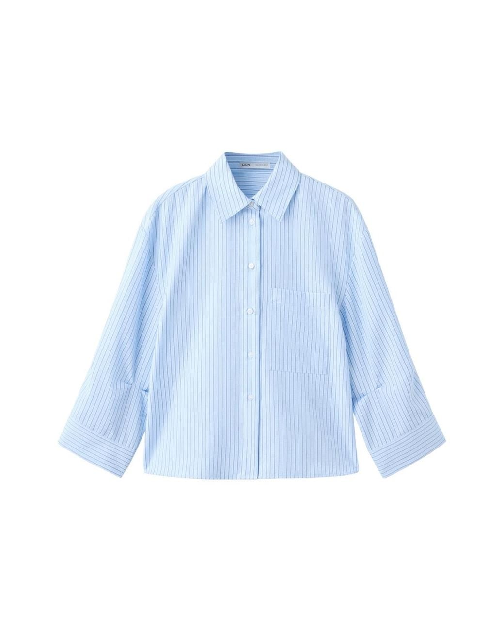 Mango Blue Striped Straight Shirt