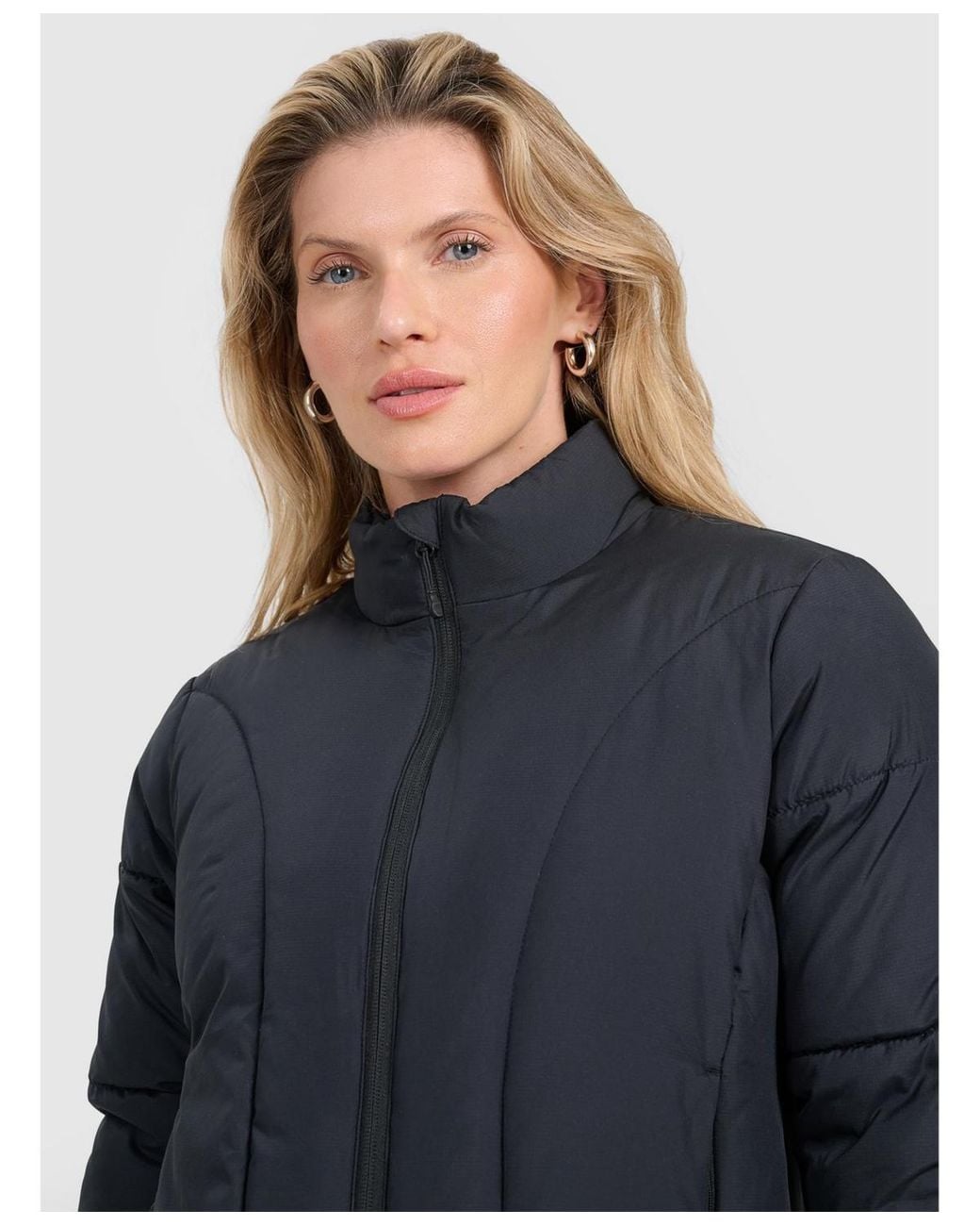 4F Blue Quilted Down Jacket With Synthetic Filling