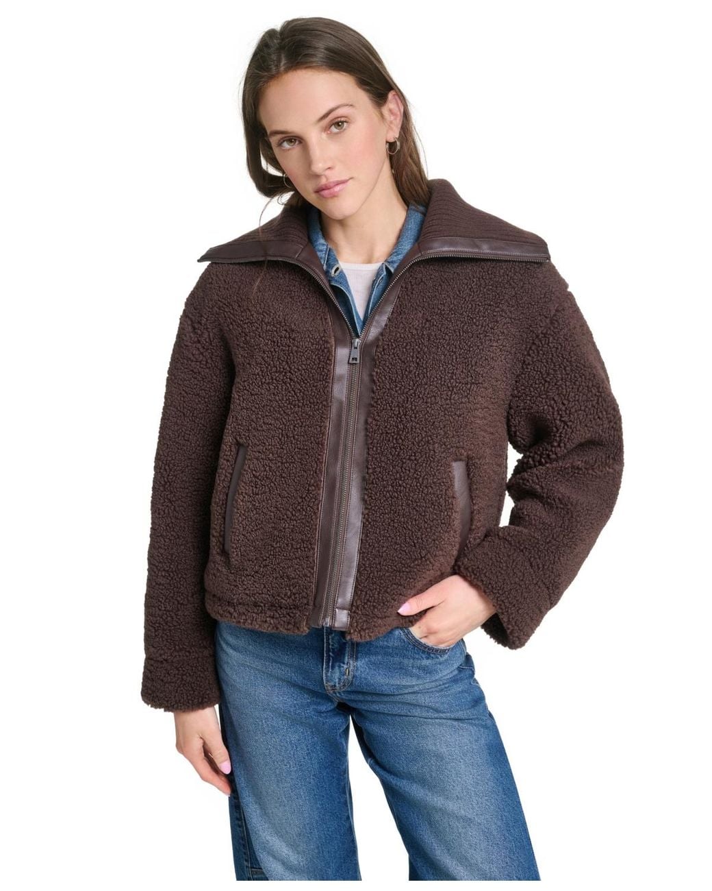 Levi's Brown Sherpa Bomber Quilted-lined Jacket