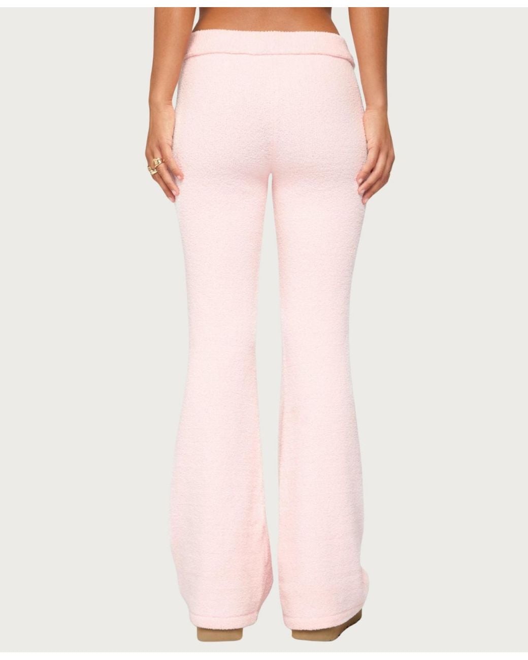 Edikted Pink Plush Flared Pants