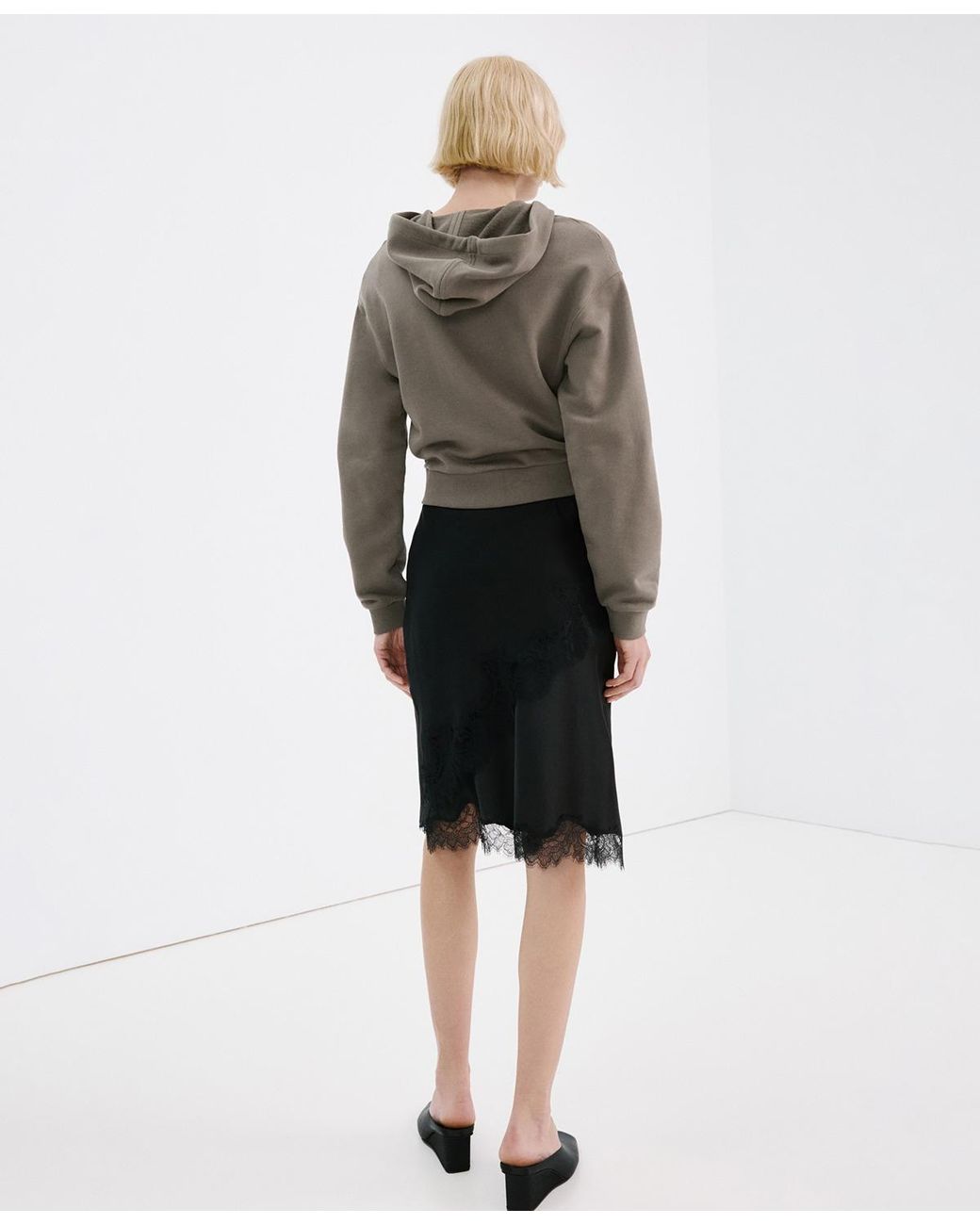 Mango Gray Contrast Seam Hoodie