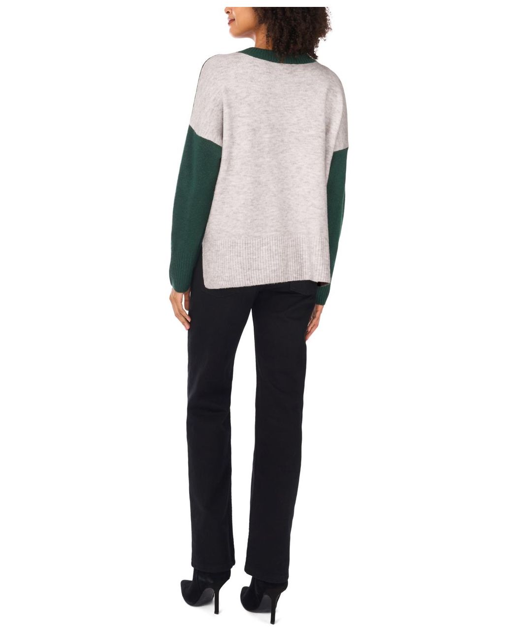 Vince Camuto Green Colorblocked Drop-shoulder Sweater