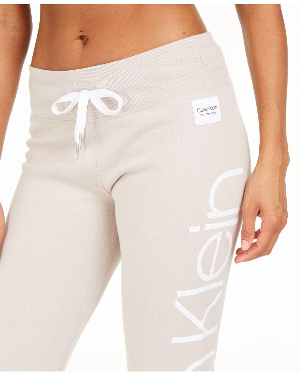 Calvin Klein Performance Logo Joggers in Natural | Lyst