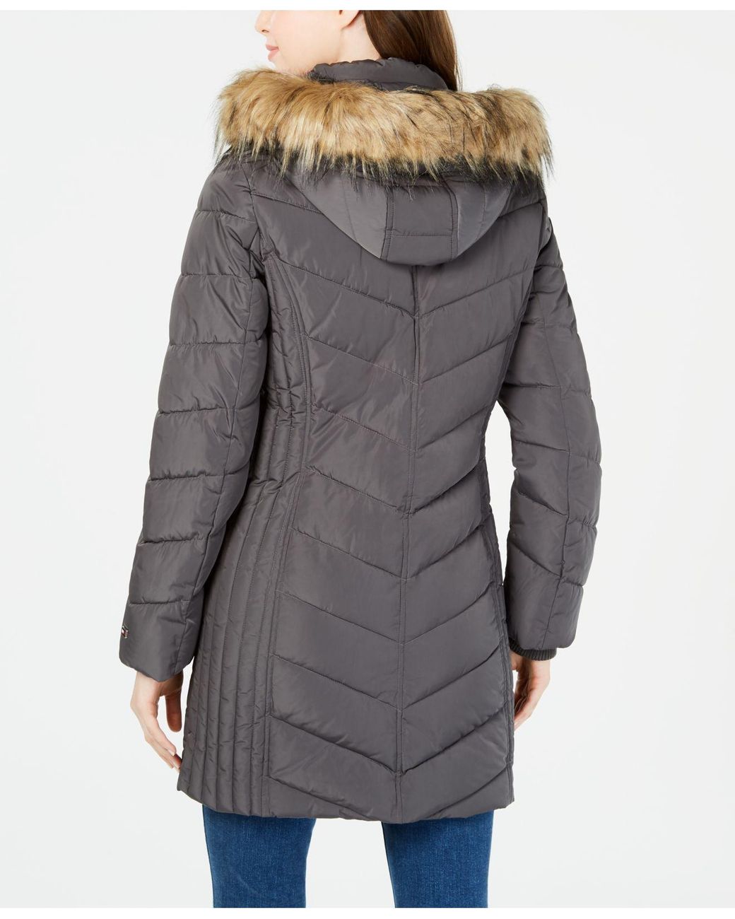 Tommy hilfiger chevron puffer coat sale